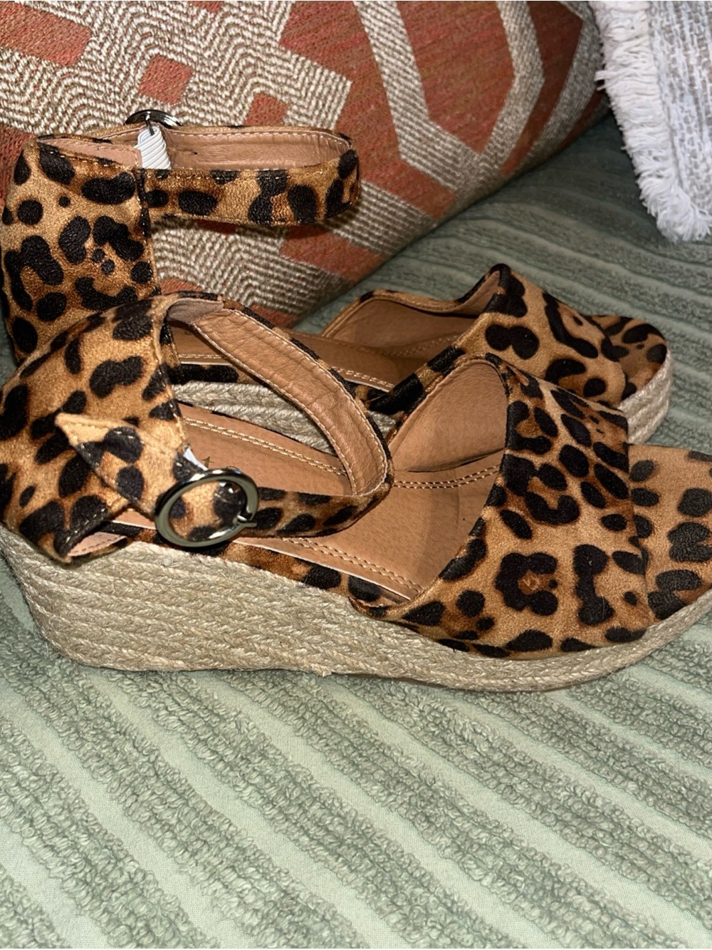 Mata Leopard Print Espadrille Wedge Sandals - Leopard/Tan - Picture 2 of 5
